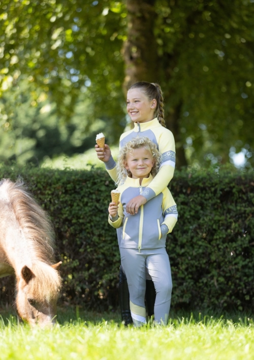 Kids paardrijbroeken - Rijlegging MiniRos Romeé Softshell Full Grip Grijs