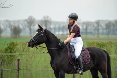 Dames paardrijbroeken - Rijlegging EQS Burgundy Full Grip